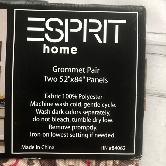 New ESPRIT grommet Window Panels Drapes set brown print Retro style new - Picture 7 of 7